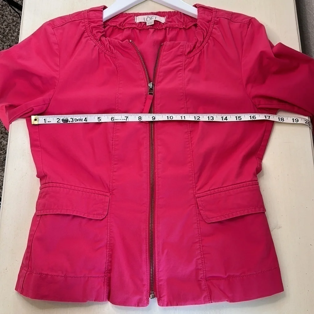LOFT Hot Pink Cotton‎ Peplum Style Jacket Size XS